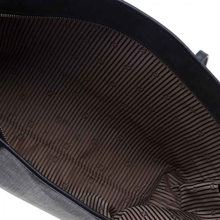 Pre Owned Fendi Black Zucca Canvas Dotted Roll Tote