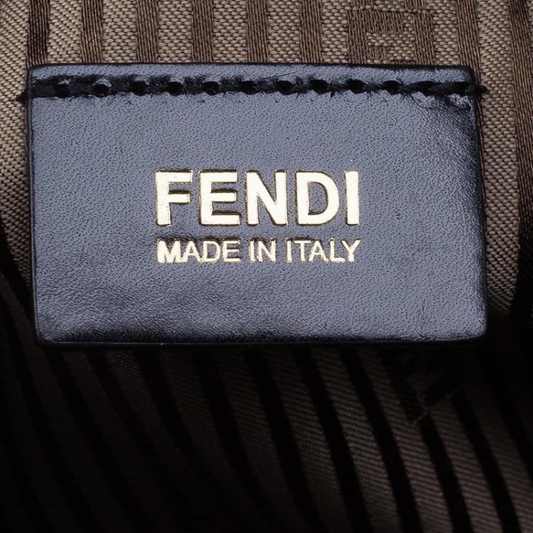 Pre Owned Fendi Black Zucca Canvas Dotted Roll Tote