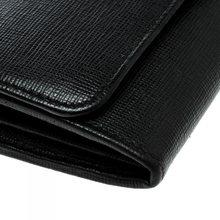 Pre Owned Fendi Black Leather Crayons Continental Wallet