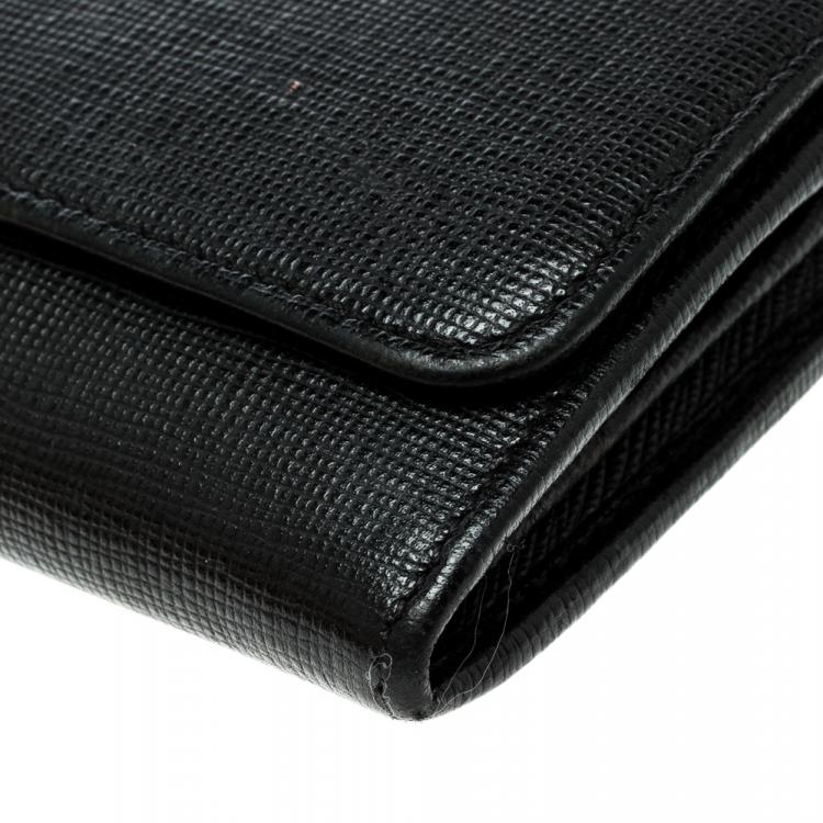 Pre Owned Fendi Black Leather Crayons Continental Wallet