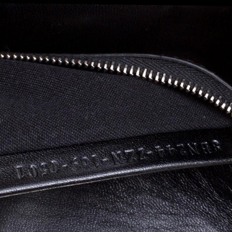 Pre Owned Fendi Black Leather Mini Peekaboo Allover Flowers Black Edition Top Handle Bag