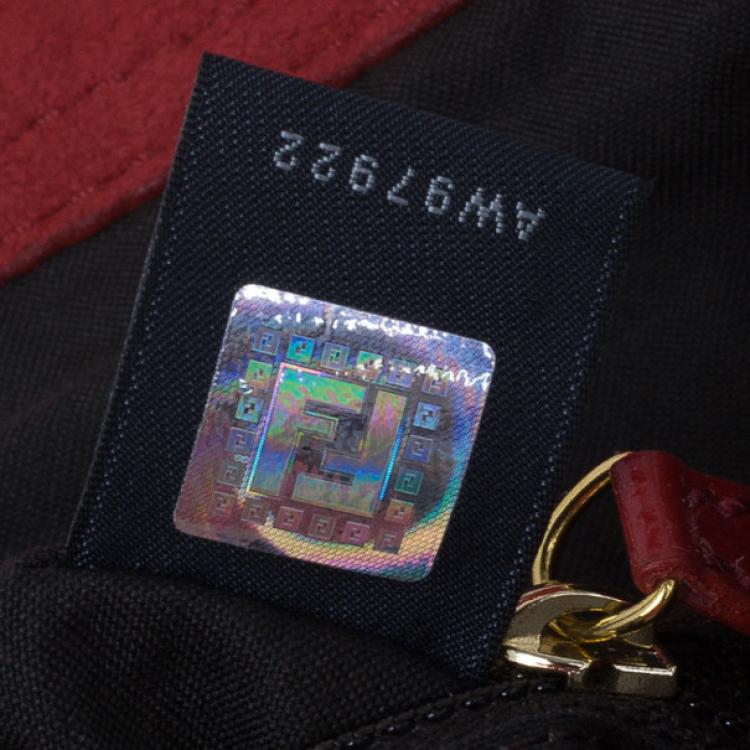 Pre Owned Fendi Red Patent Leather Logo Envelope Clutch