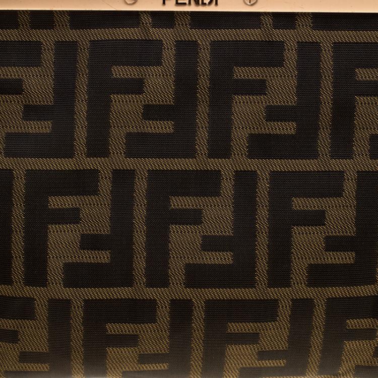 Pre Owned Fendi Tobacco Zucca Canvas Borsa Smile Clutch