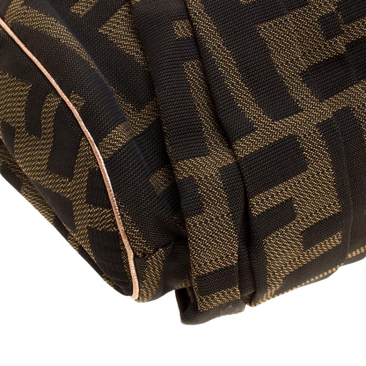 Pre Owned Fendi Tobacco Zucca Canvas Borsa Smile Clutch