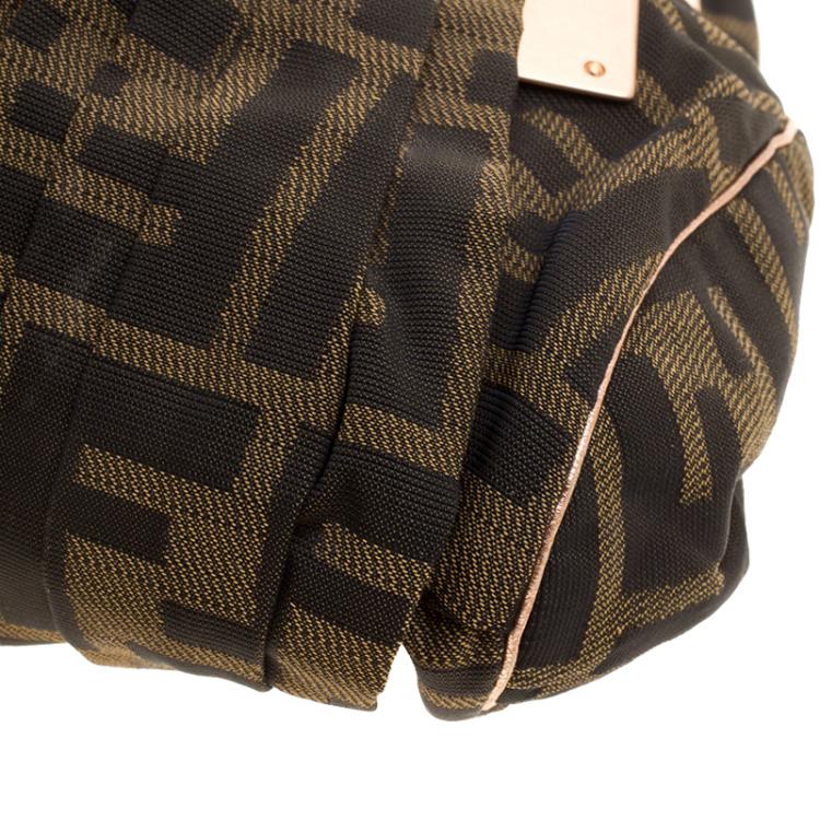 Pre Owned Fendi Tobacco Zucca Canvas Borsa Smile Clutch