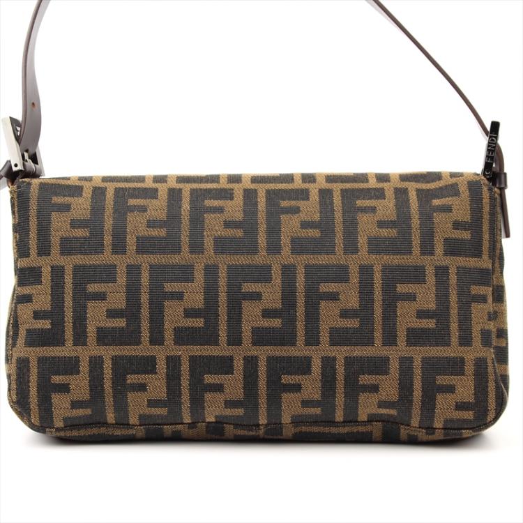 Pre Owned Fendi Tobacco Zucca Canvas Baguette Bag