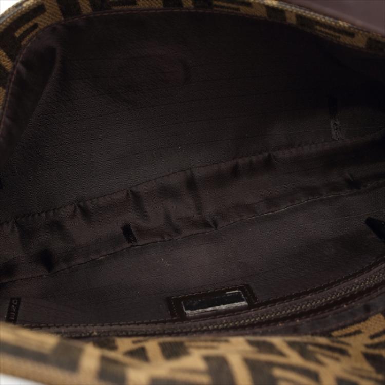 Pre Owned Fendi Tobacco Zucca Canvas Baguette Bag