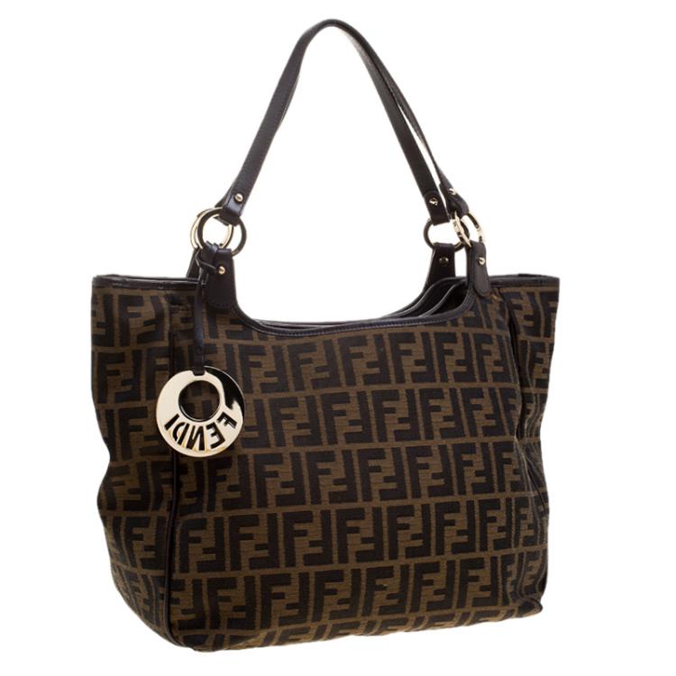 Pre Owned Fendi Tobacco Zucca Canvas Chef Shopper Tote