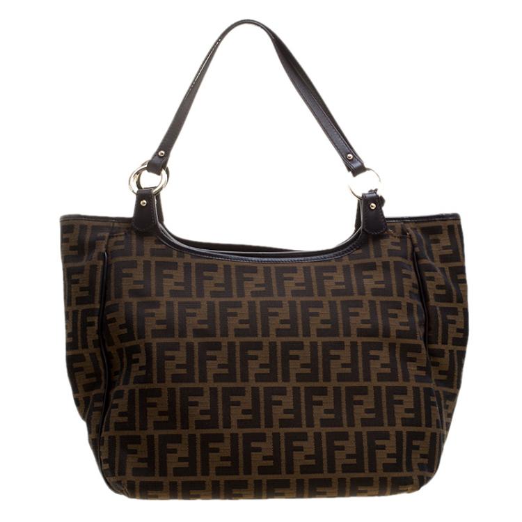 Pre Owned Fendi Tobacco Zucca Canvas Chef Shopper Tote