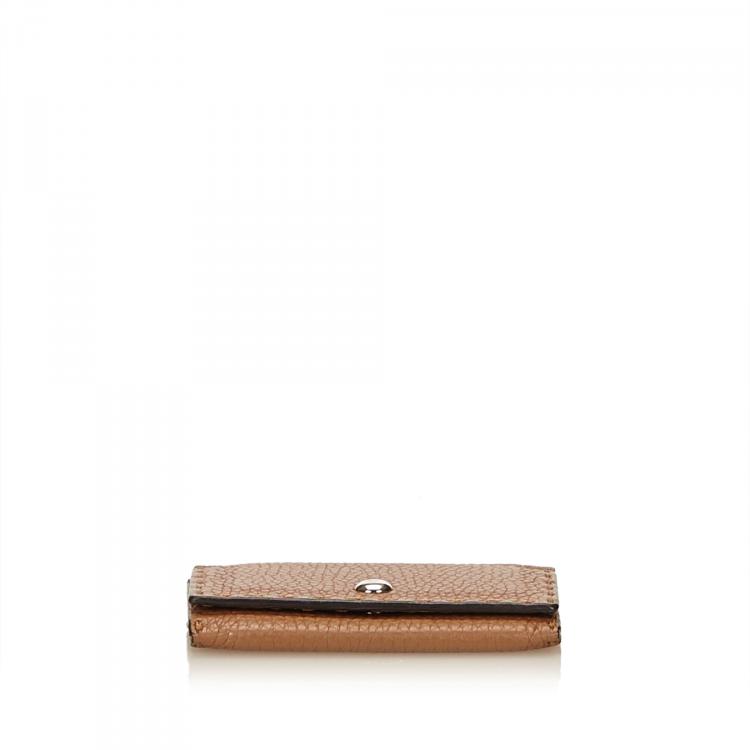 Pre Owned Fendi Brown Selleria Leather Card Holder