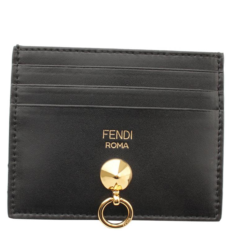 Pre Owned Fendi Black Leather Card Holder