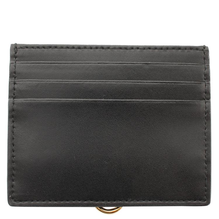 Pre Owned Fendi Black Leather Card Holder
