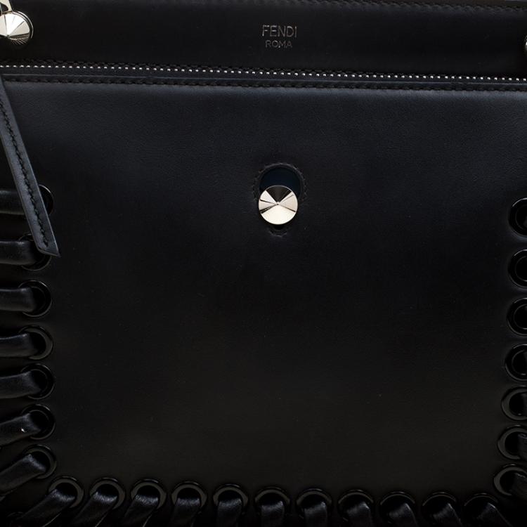 Pre Owned Fendi Black Leather Dotcom Satchel
