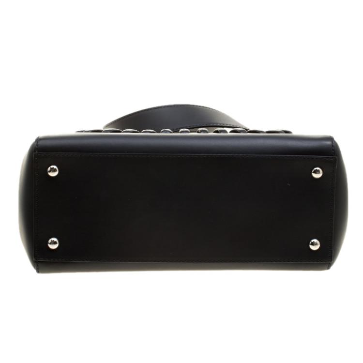 Pre Owned Fendi Black Leather Dotcom Satchel