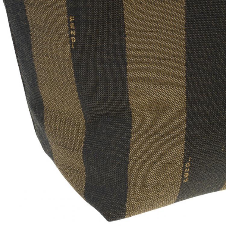 Pre Owned Fendi Brown Canvas Pequin Roll Tote