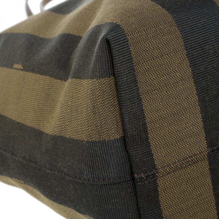 Pre Owned Fendi Brown Canvas Pequin Roll Tote