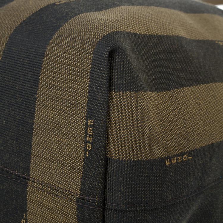 Pre Owned Fendi Brown Canvas Pequin Roll Tote