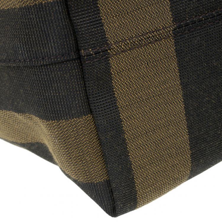 Pre Owned Fendi Brown Canvas Pequin Roll Tote