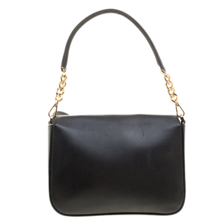 Pre Owned Fendi Black Leather 3Baguette Shoulder Bag