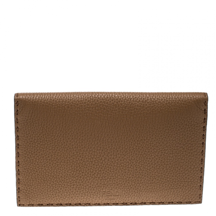 Pre Owned Fendi Brown Leather Mini Peekaboo Clutch