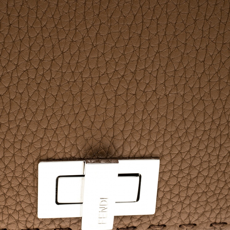 Pre Owned Fendi Brown Leather Mini Peekaboo Clutch