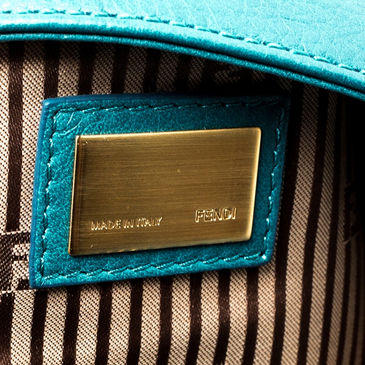 Pre Owned Fendi Brown/Green Leather Foldover Clutch