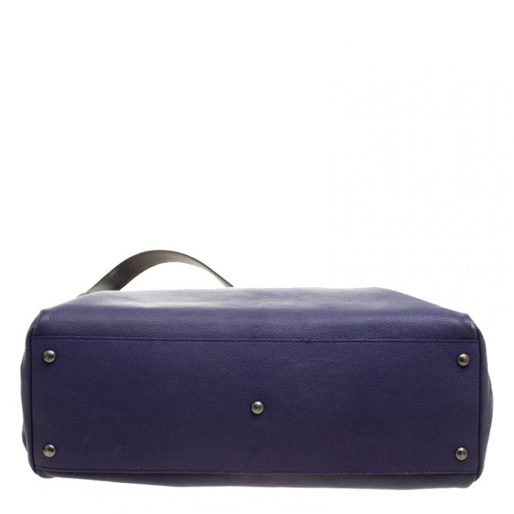 Pre Owned Fendi Purple Leather Large Peekaboo Top Handle Bag