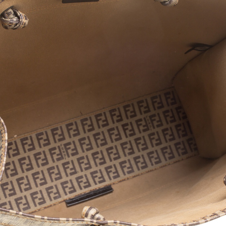 Pre Owned Fendi Tobacco Zucchino and Zucca Coated Canvas Shopper Tote