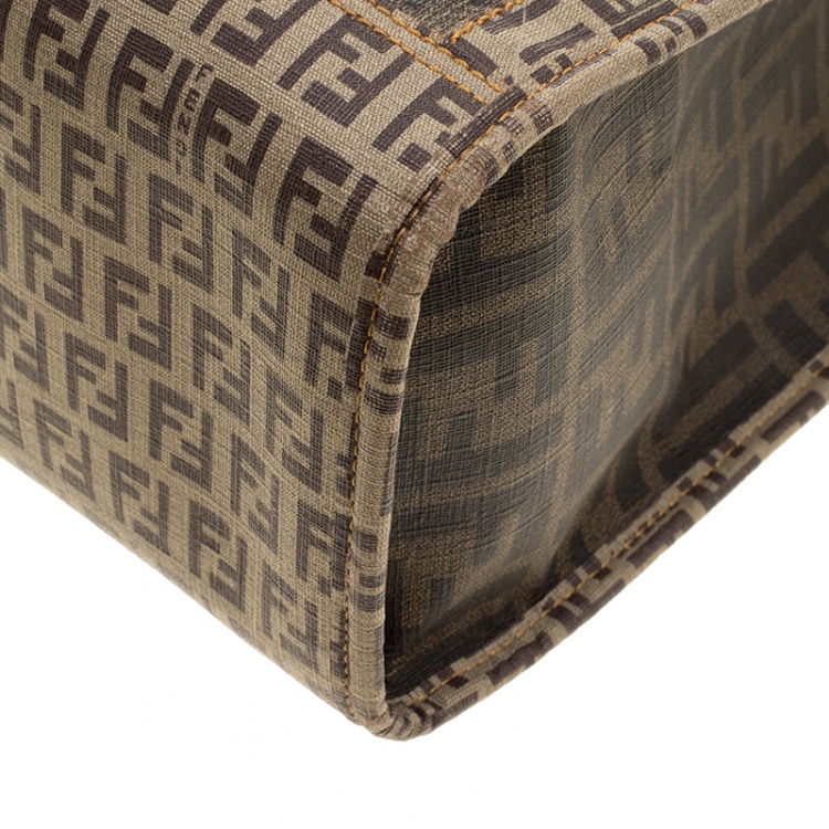 Pre Owned Fendi Tobacco Zucchino and Zucca Coated Canvas Shopper Tote