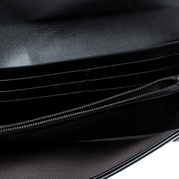 Pre Owned Fendi Black Zucchino Canvas Continental Wallet
