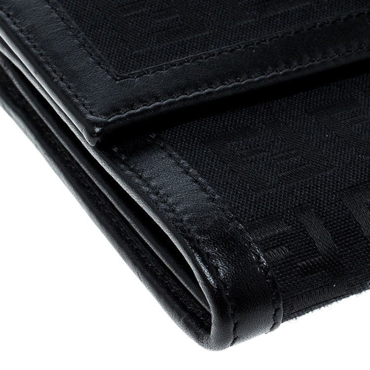 Pre Owned Fendi Black Zucchino Canvas Continental Wallet