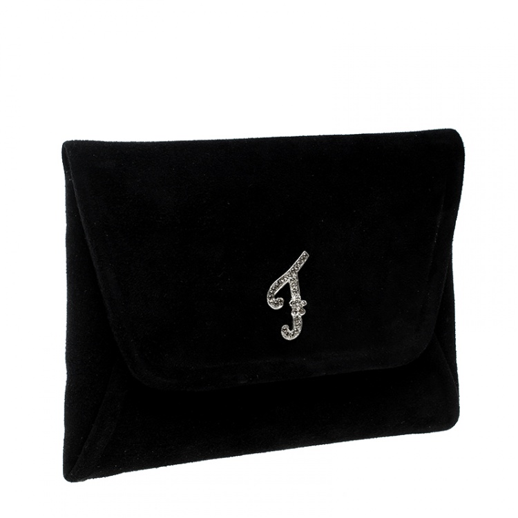 Pre Owned Fendi Black Suede Clutch