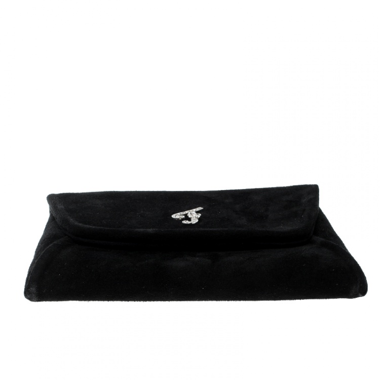 Pre Owned Fendi Black Suede Clutch