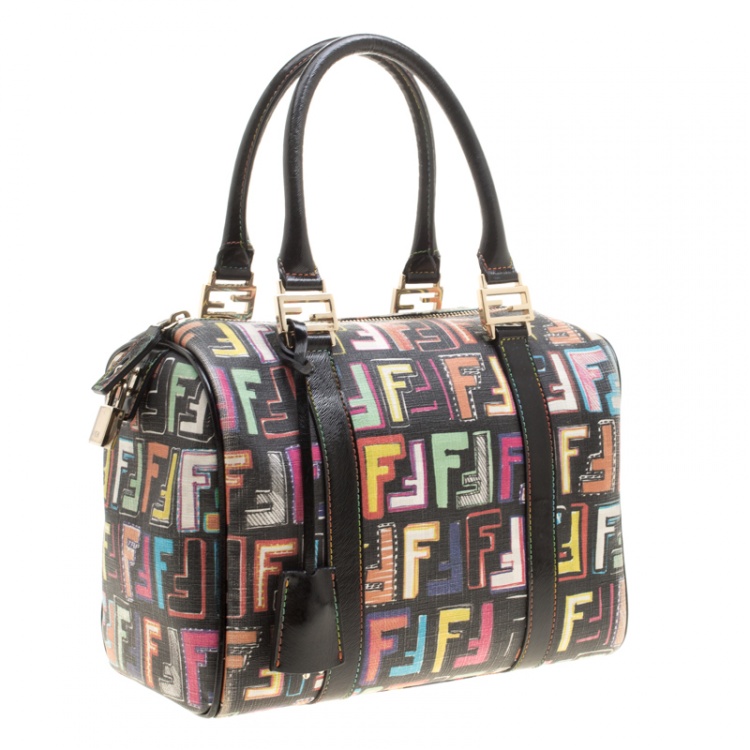 Pre Owned Fendi Multicolor Coated Canvas Forever Bauletto Boston Bag