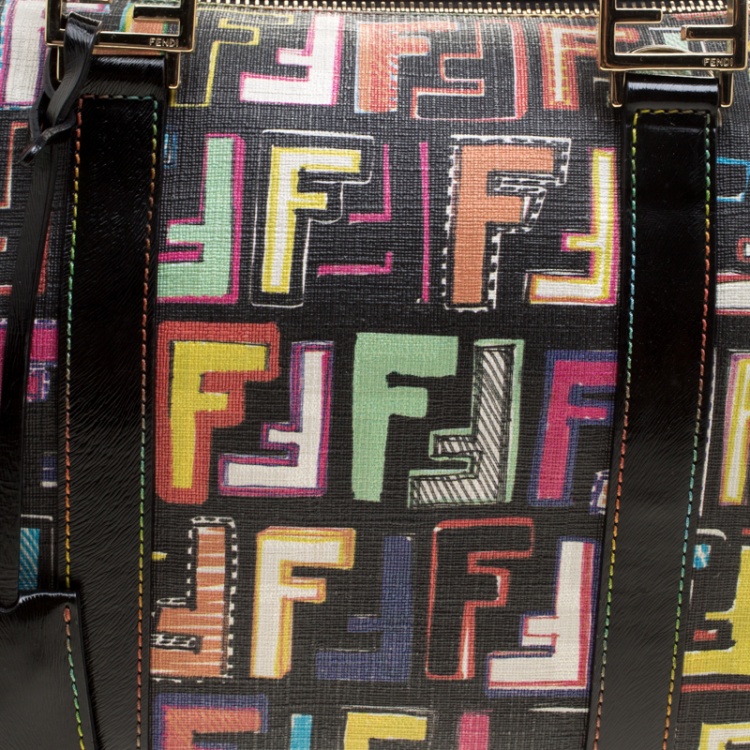 Pre Owned Fendi Multicolor Coated Canvas Forever Bauletto Boston Bag