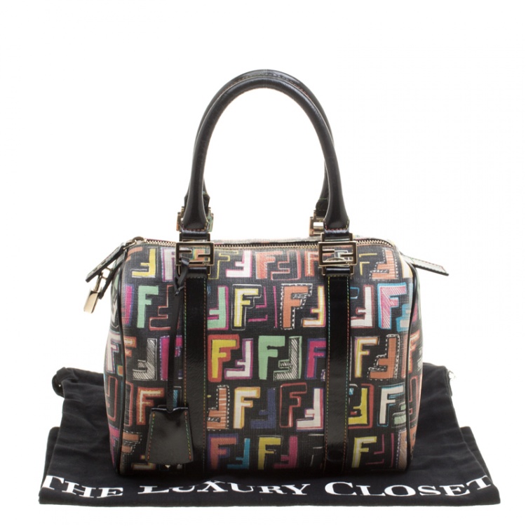 Pre Owned Fendi Multicolor Coated Canvas Forever Bauletto Boston Bag