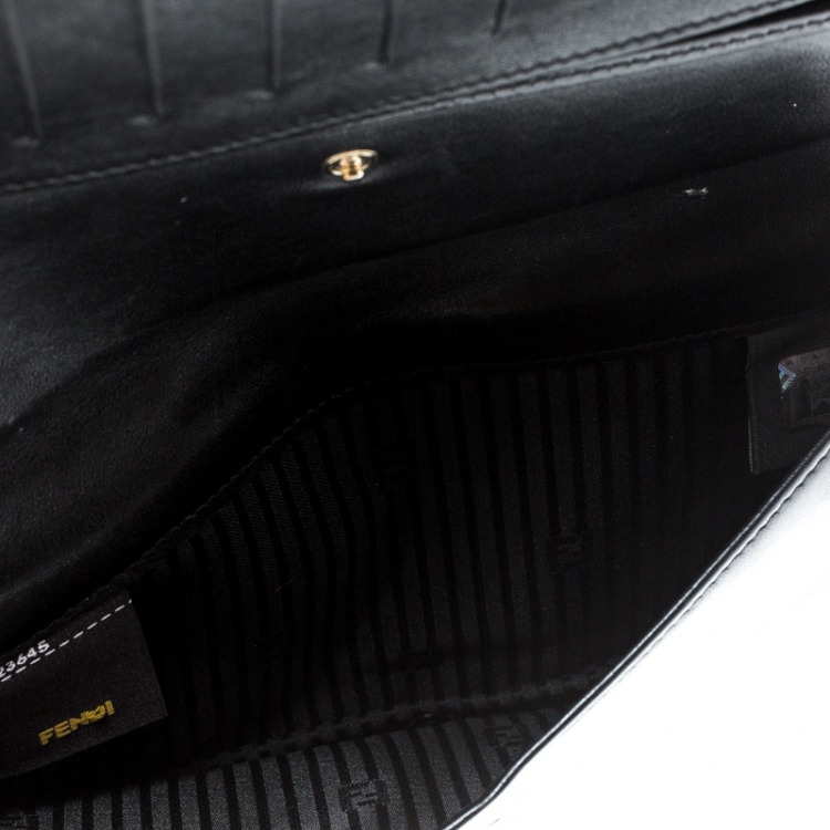 Pre Owned Fendi Black Patent Leather Fendilicious Wallet On Chain