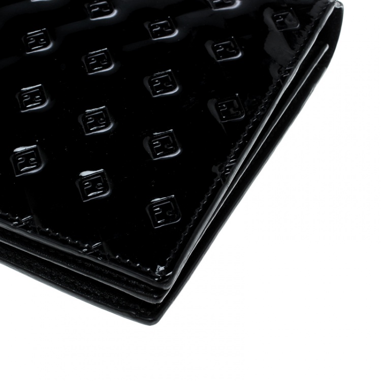 Pre Owned Fendi Black Patent Leather Fendilicious Wallet On Chain