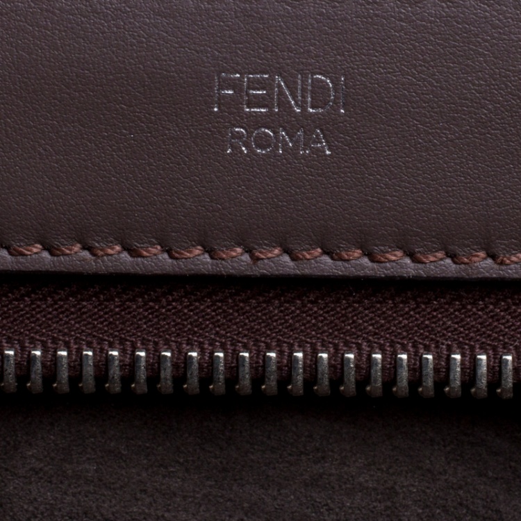 Pre Owned Fendi Brown Leather Dotcom Top Handle Bag
