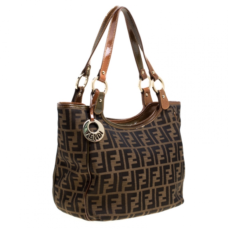 Pre Owned Fendi Tobacco Zucca Canvas and Leather Chef Shopper Tote