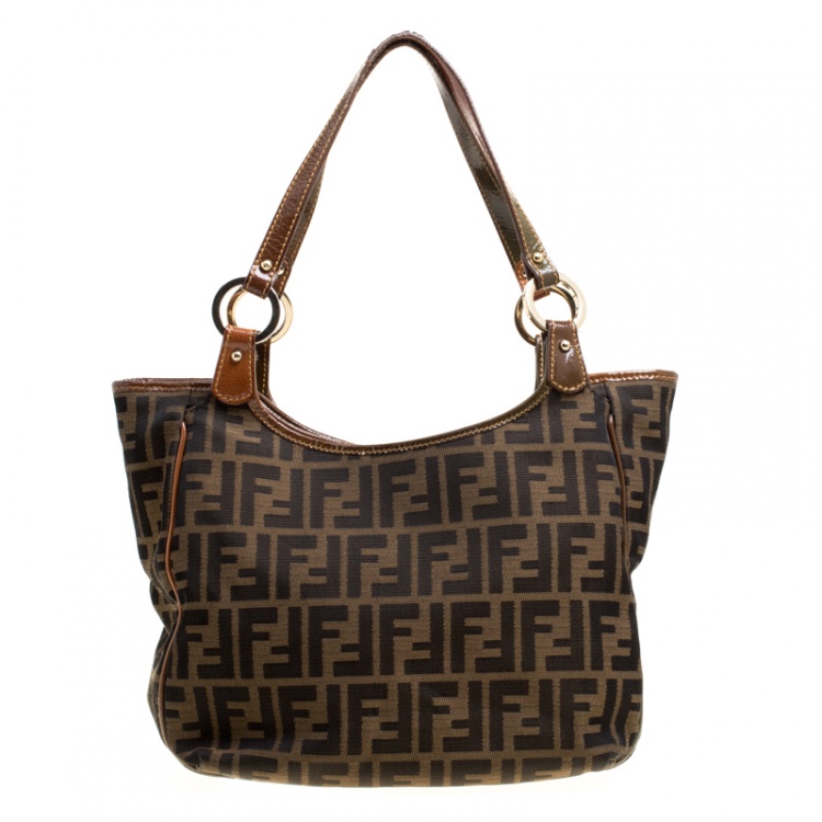Pre Owned Fendi Tobacco Zucca Canvas and Leather Chef Shopper Tote