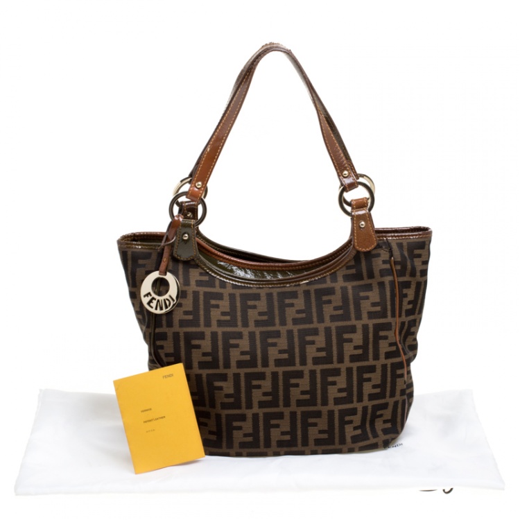 Pre Owned Fendi Tobacco Zucca Canvas and Leather Chef Shopper Tote