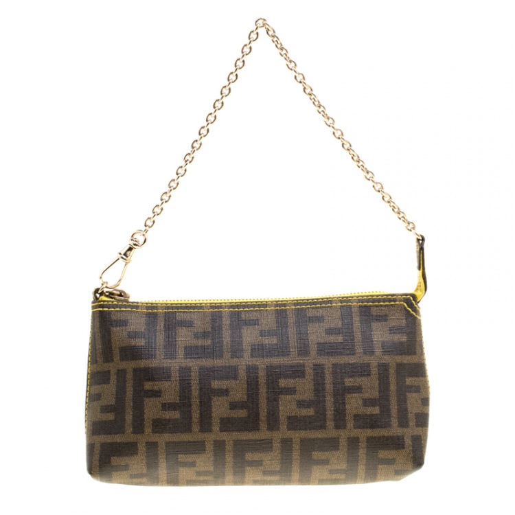 Pre Owned Fendi Tobacco Zucca Coated Canvas Pochette