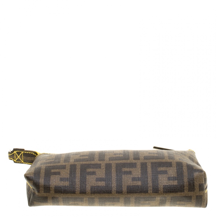 Pre Owned Fendi Tobacco Zucca Coated Canvas Pochette