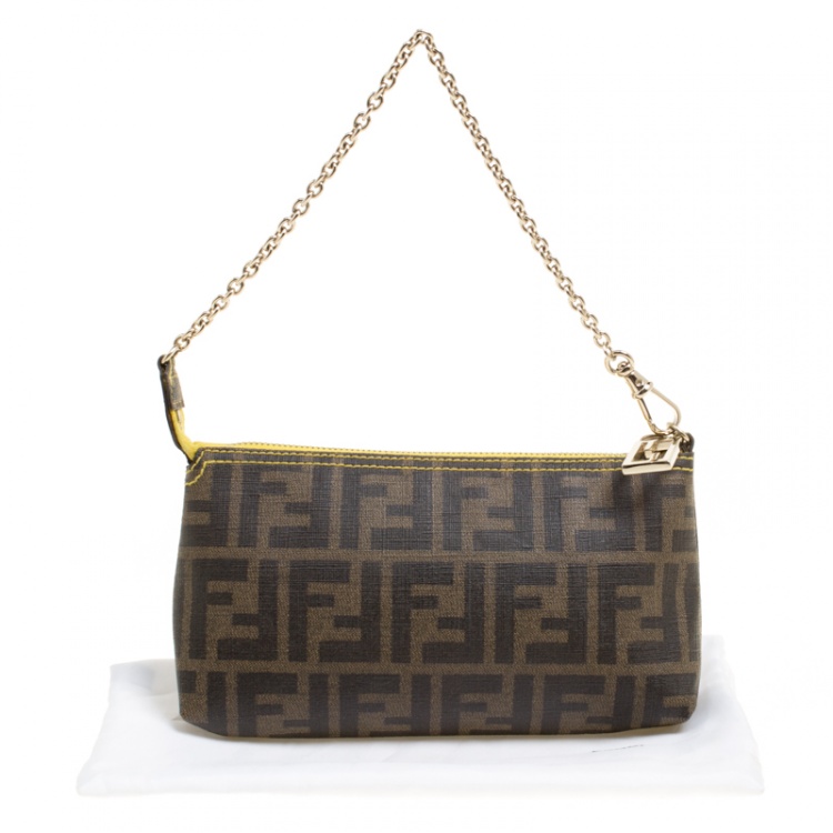 Pre Owned Fendi Tobacco Zucca Coated Canvas Pochette