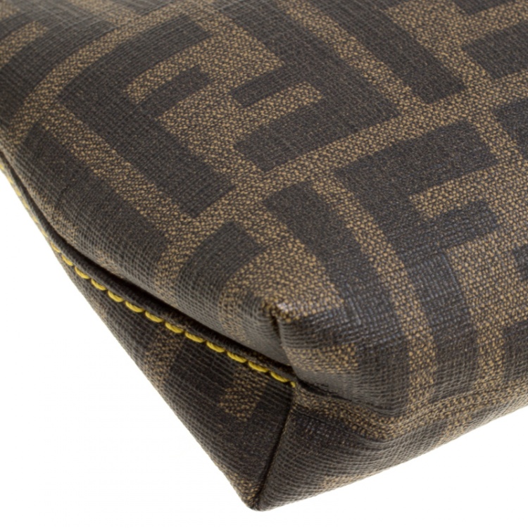 Pre Owned Fendi Tobacco Zucca Coated Canvas Pochette