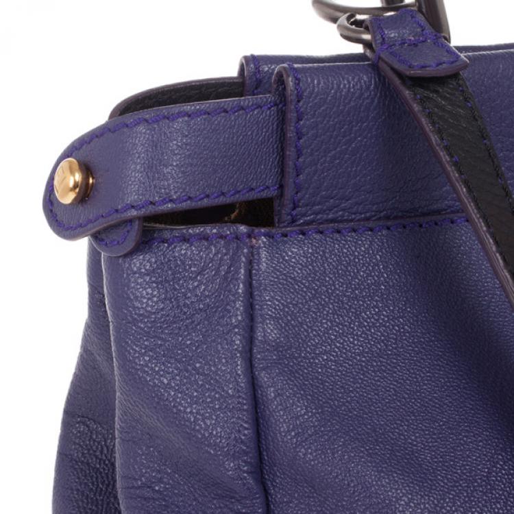 Pre Owned Fendi Purple Leather Mini Peekaboo