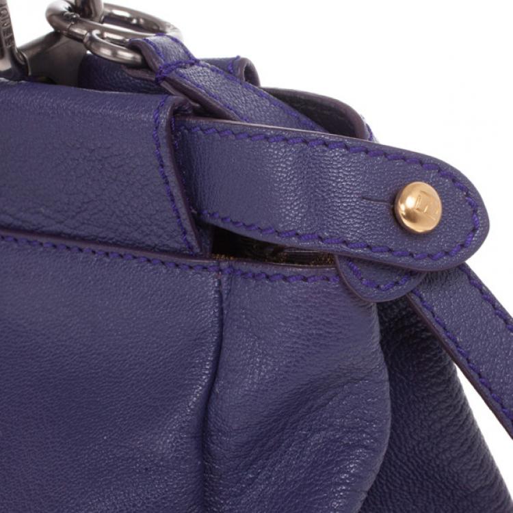 Pre Owned Fendi Purple Leather Mini Peekaboo