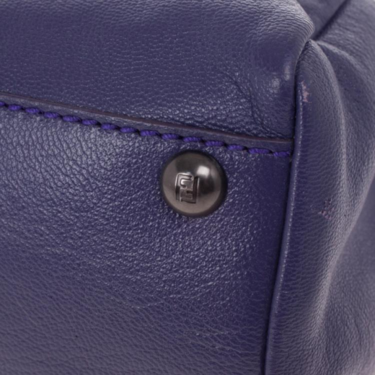 Pre Owned Fendi Purple Leather Mini Peekaboo