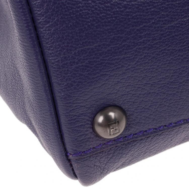 Pre Owned Fendi Purple Leather Mini Peekaboo